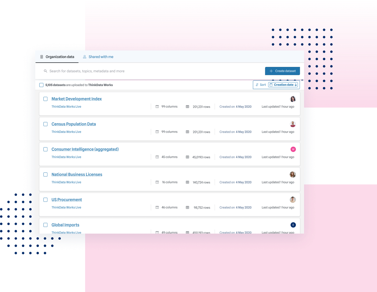 Screenshot of data catalog platform