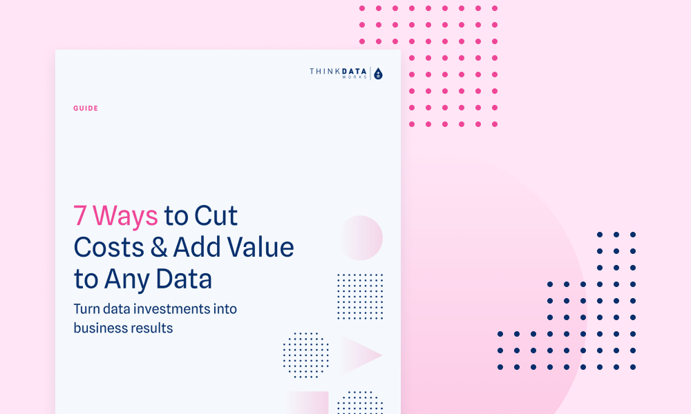 Graphic of whitepaper guide titled 7 Ways to Cut Costs & Add Value to Any Data