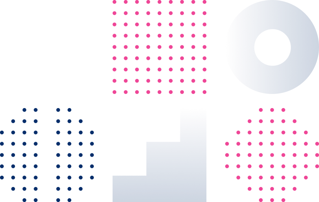 Graphic with dot and gradient shapes