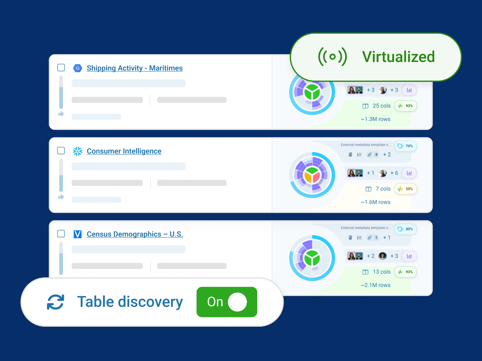 Data catalog with automatic warehouse discovery and virtualization