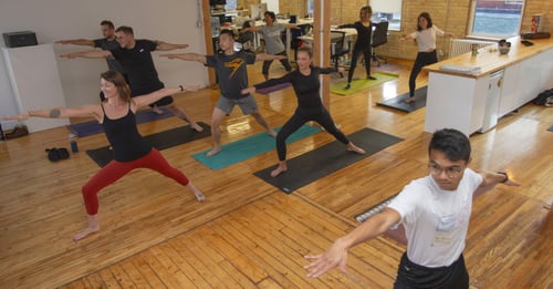 Yoga with the team in the office