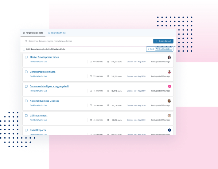 Screenshot of data catalog platform