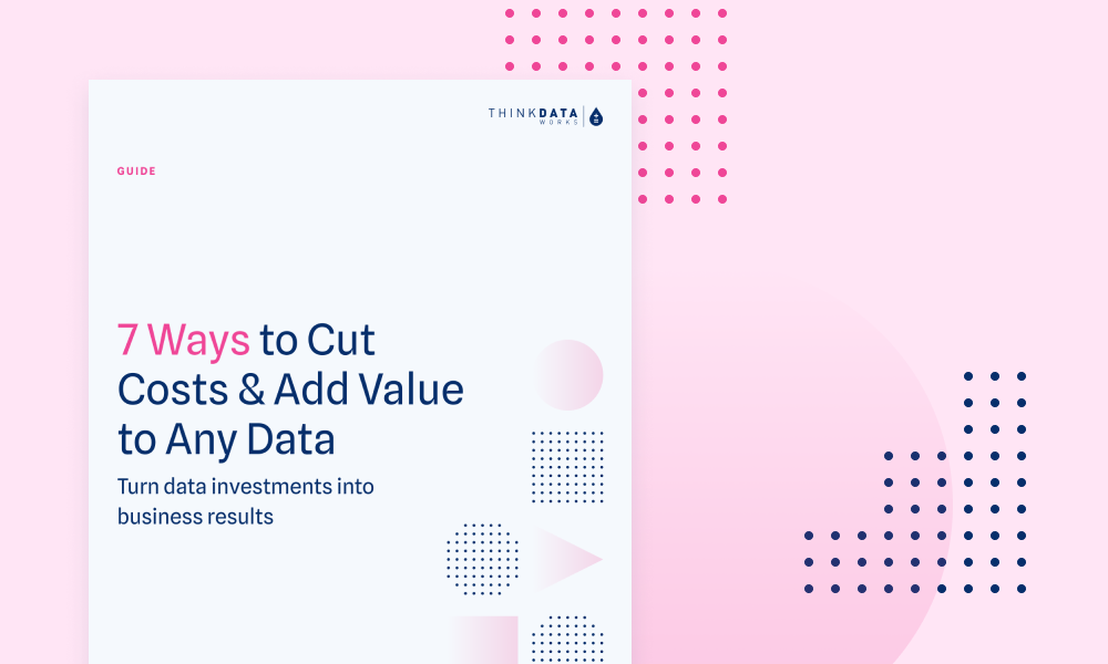 Graphic of whitepaper guide titled 7 Ways to Cut Costs & Add Value to Any Data