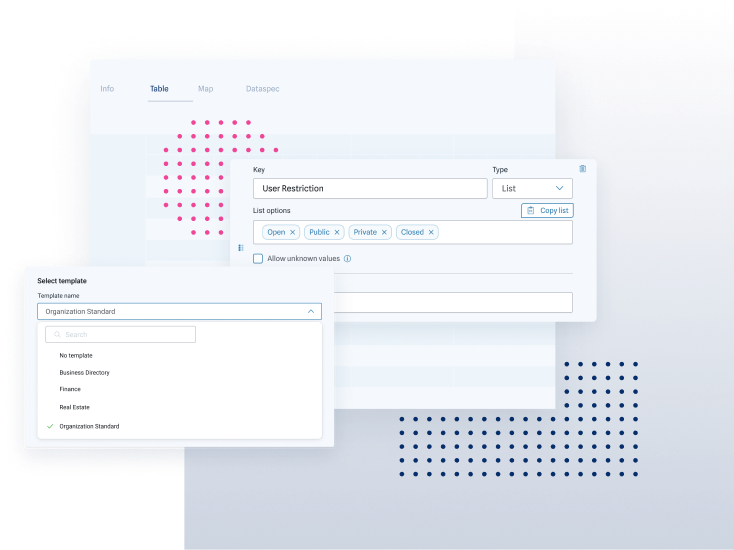 Screenshot of data table with metadata creation