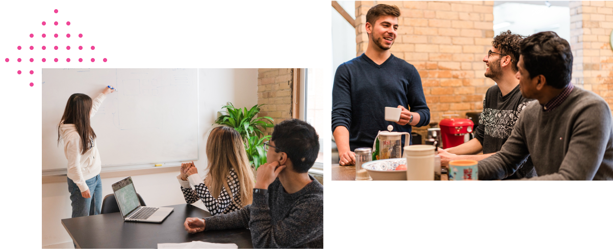 Photos of ThinkData Works' team members in the office